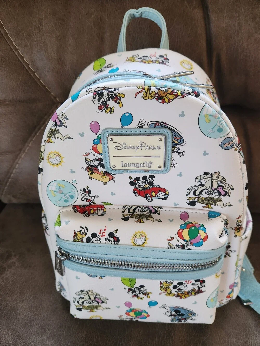 Disney White & Light Blue Mickey & Friends Mini Backpack